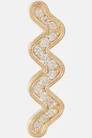 Sydney Evan Wavy Stud 14kt single earring with diamonds