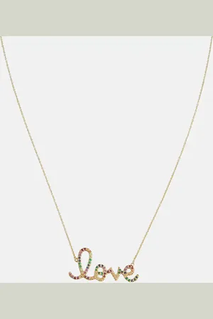 Sydney Evan Love 14kt gold necklace with sapphires