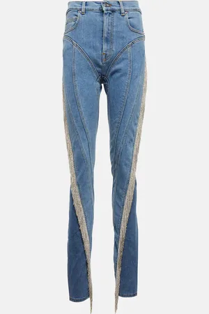 MUGLER Spiral tassel-trimmed skinny jeans