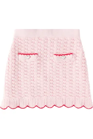 Self-Portrait Embellished scalloped cotton-blend skirt