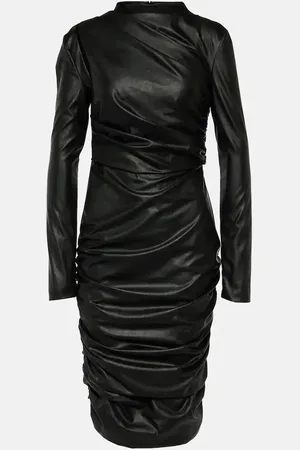 Tom Ford Ruched faux leather midi dress