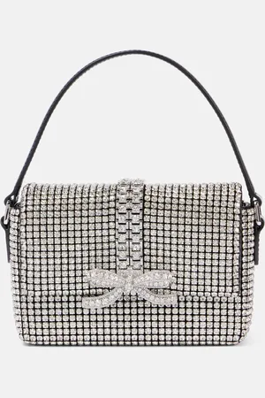 Self-Portrait Embellished leather-trimmed tote bag