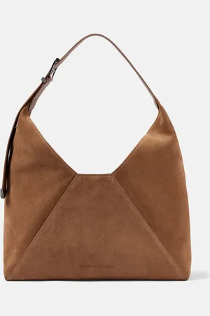 Brunello Cucinelli Large paneled suede shoulder bag