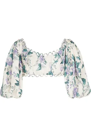 ZIMMERMANN Cassia floral linen crop top