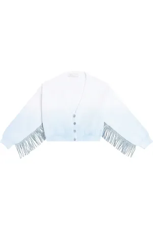 MONNALISA Fringed ombrÃ© cotton cardigan