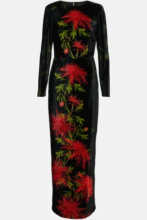Oscar de la Renta Embroidered velvet gown