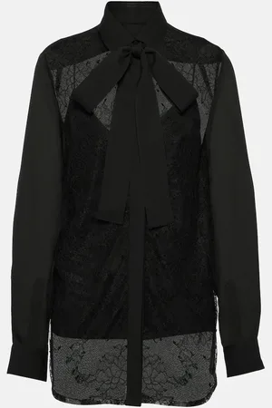 Elie saab Lace-trimmed silk-blend blouse
