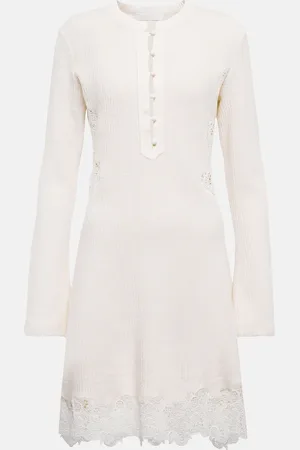 Chloé Ribbed-knit wool minidress