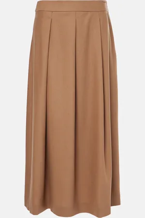 Max Mara Caterina pleated wool midi skirt