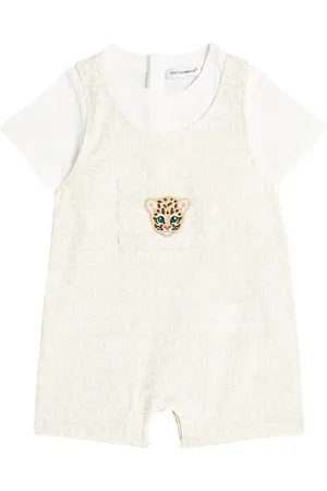 Dolce & Gabbana Baby logo printed cotton overalls