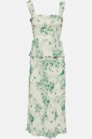 Ganni Floral pleated georgette midi dress