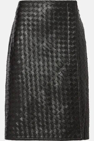Bottega Veneta Intrecciato leather midi skirt