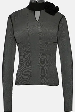 MAGDA BUTRYM Floral-appliquÃ© sheer silk blouse