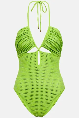 Self-Portrait Embellished cut-out swimsuit