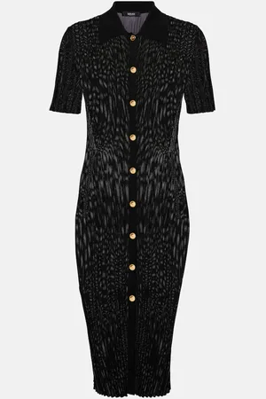 VERSACE Ribbed-knit midi dress