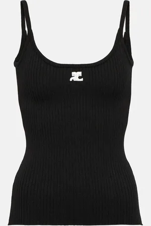 Courrèges Logo ribbed-knit tank top