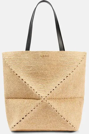 Loewe Puzzle Fold XL raffia tote bag