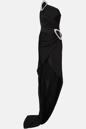 DAVID KOMA Embroidered asymmetric gown