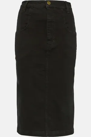 Frame The High Waisted Seamed denim midi skirt