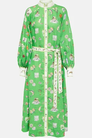 ALÉMAIS Printed linen midi dress
