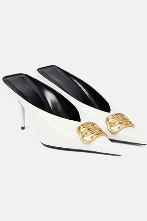 Balenciaga Square Knife BB python-effect leather mules
