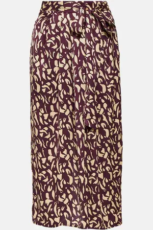Velvet Juno printed satin midi skirt