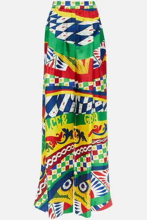 Dolce & Gabbana Carretto high-rise silk wide pants