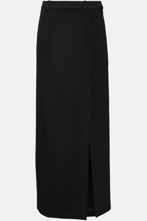 Balenciaga Side-slit wool twill maxi skirt