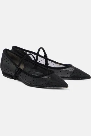 Tory Burch Suede-trimmed mesh Mary Jane flats