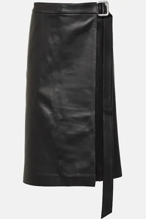 Ami Wrap leather midi skirt