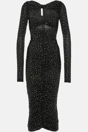 ALEX PERRY Crystal-embellished cutout jersey midi dress