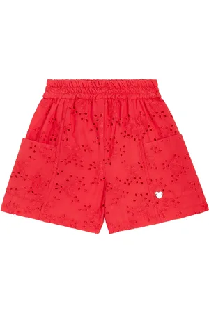 MONNALISA Embroidered cotton muslin Bermuda shorts