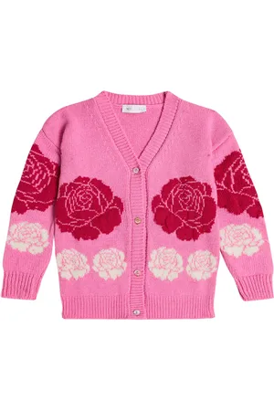 MONNALISA Floral wool cardigan