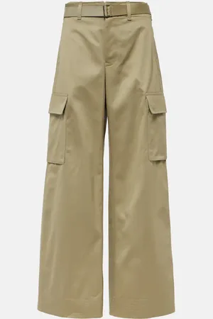 SACAI High-rise cotton gabardine wide-leg pants