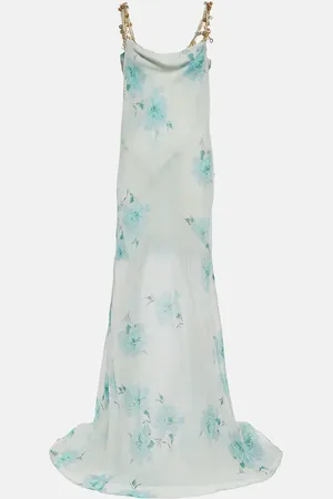 DRIES VAN NOTEN Floral embellished silk chiffon gown