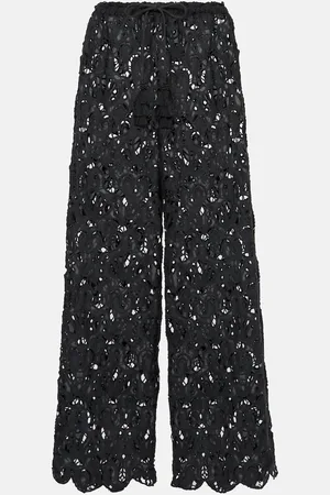 Farm Rio Open-knit cotton palazzo pants
