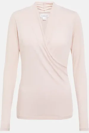 Velvet Meri draped cotton-blend top