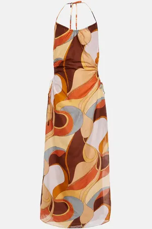 SIR Printed cotton and silk midi dress