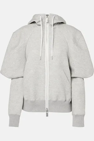 SACAI Cotton-blend jersey zip-up hoodie