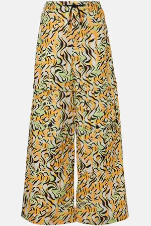 Marni Printed cotton wide-leg pants