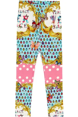 VERSACE Printed cotton leggings