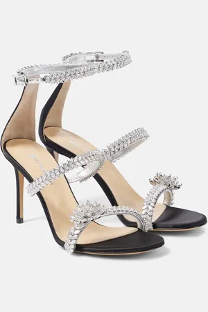 Mach & Mach Crystal Flower embellished satin sandals