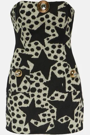 AREA Jacquard strapless cotton-blend minidress