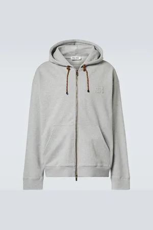 Miu Miu Logo melange cotton hoodie