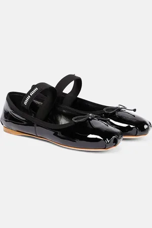 Miu Miu Logo patent leather ballet flats