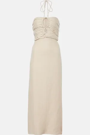 FAITHFULL THE BRAND Tortugas halterneck linen midi dress