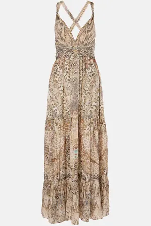 Camilla Throne Room gathered silk maxi dress