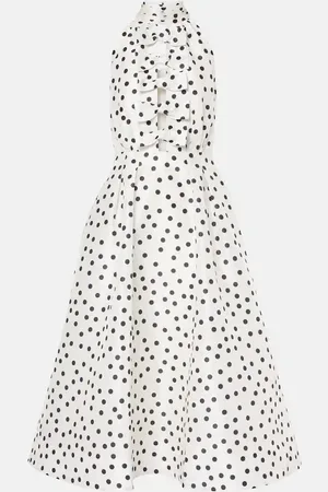 Rebecca Vallance Delia polka-dot halterneck taffeta midi dress