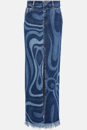 Puccini Marmo denim maxi skirt