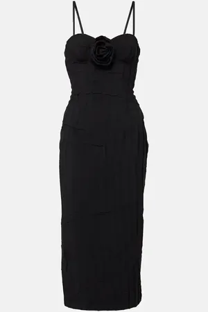 BLUMARINE Floral-appliquÃ© strapless midi dress